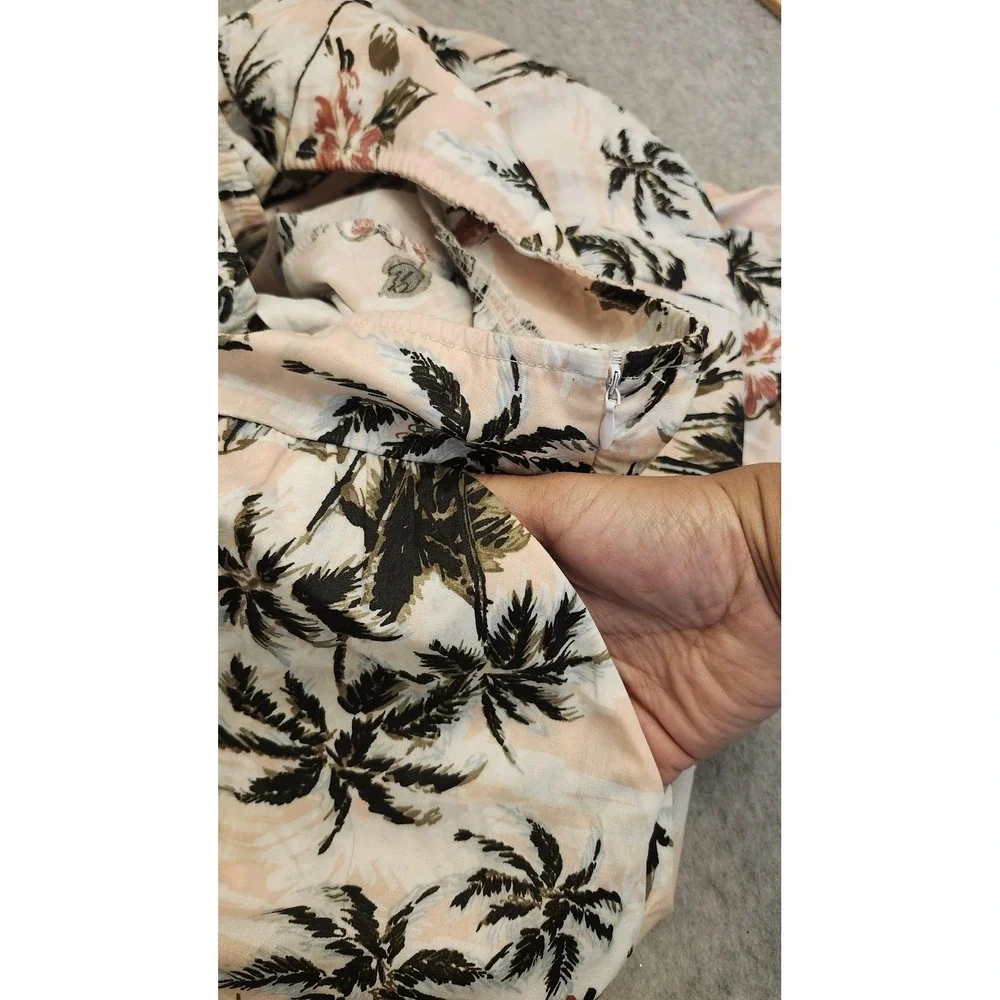 Torrid Skirt Womens 16 Pink Floral Palm Print Midi A Line‎ Cotton Blend